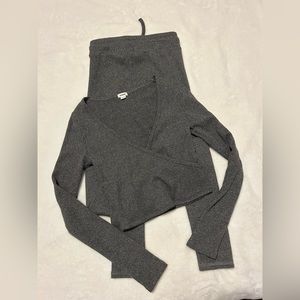 Garage Lounge Set Wrap Top and Ribbed Leggings